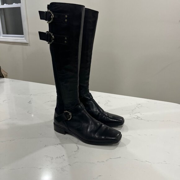 Stuart Weitzman Black leather boots Size 7 M equestrian Style - Picture 5 of 10